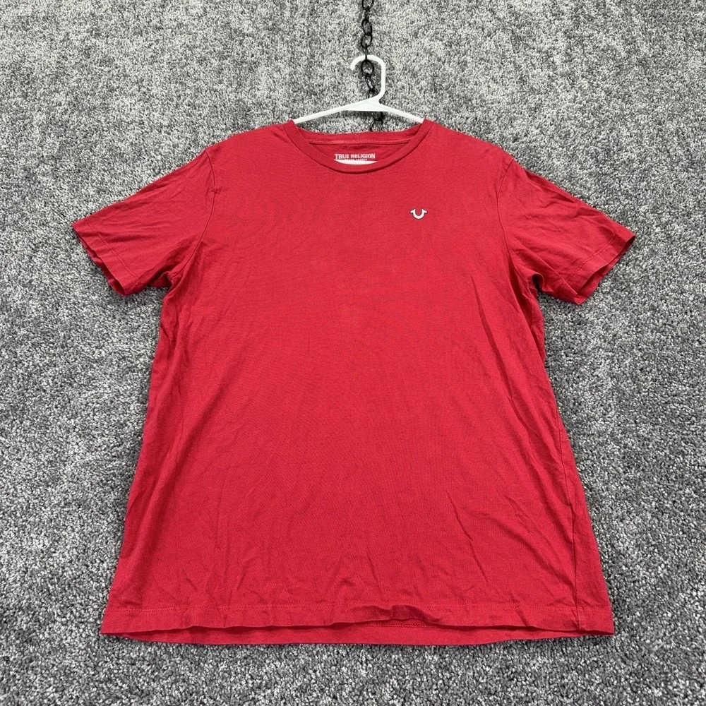 True Religion Shirt Mens Medium Red Buddha Guitar Graphic Tee Tagless Casual
